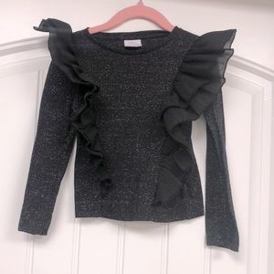 Zara long sleeve sparkle and ruffle little girl shirt